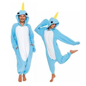 Funziez Plush Halloween Costume Pajamas Cosplay Narwhal One-Piece Size Large